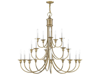 Livex Lighting Cranford 20-Light Antique Brass Candelabra Tiered Chandelier