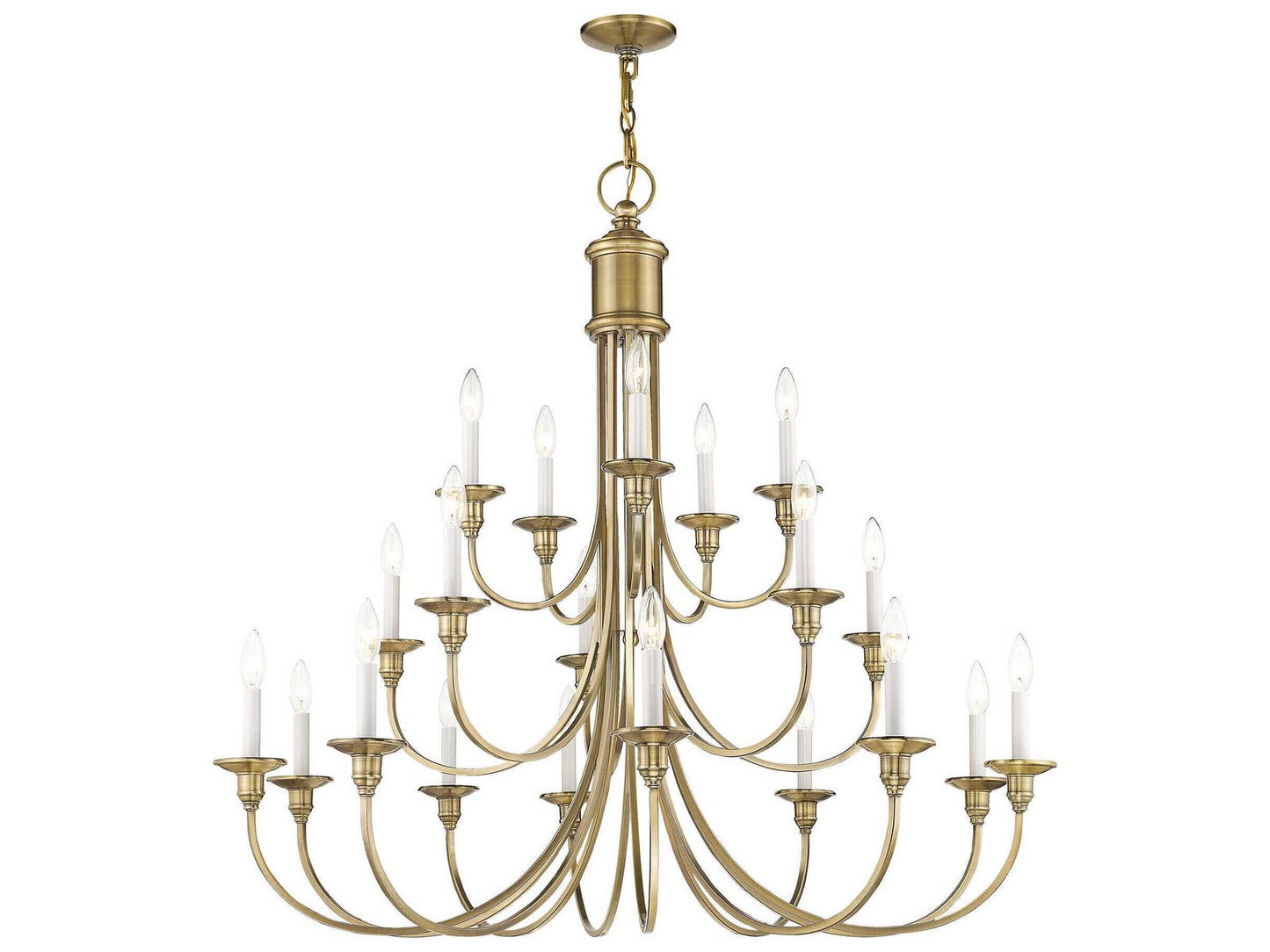 Livex Lighting Cranford 20-Light Antique Brass Candelabra Tiered Chandelier