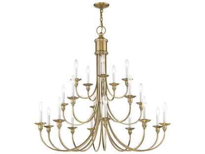 Livex Lighting Cranford 20-Light Antique Brass Candelabra Tiered Chandelier