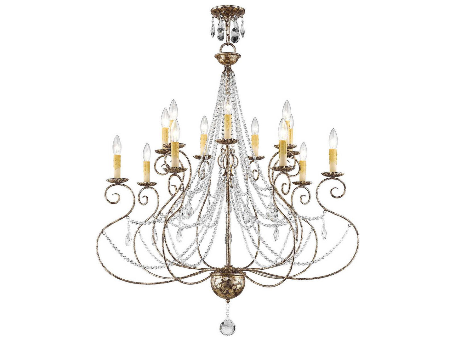 Livex Lighting Isabella 14-Light Hand Applied European Bronze Chandelier with Clear Crystals