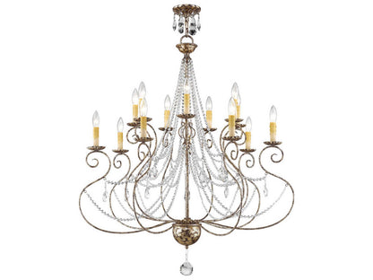 Livex Lighting Isabella 14-Light Hand Applied European Bronze Chandelier with Clear Crystals