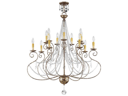 Livex Lighting Isabella 14-Light Hand Applied European Bronze Chandelier with Clear Crystals