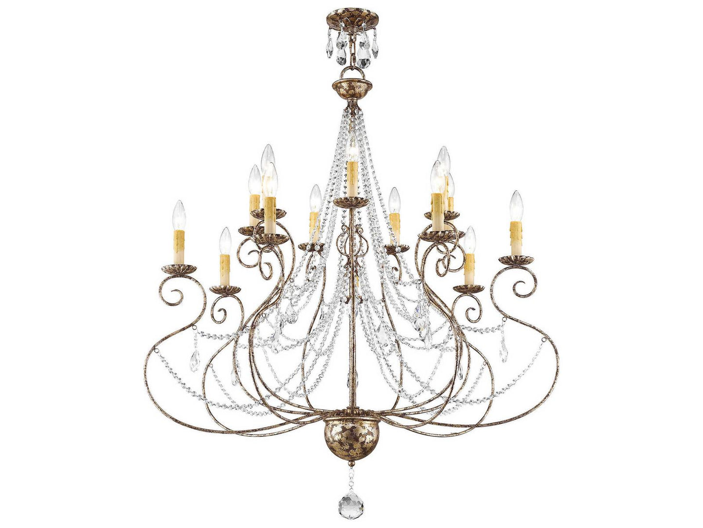 Livex Lighting Isabella 14-Light Hand Applied European Bronze Chandelier with Clear Crystals