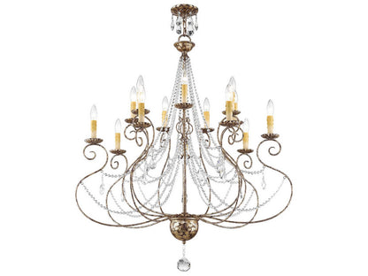 Livex Lighting Isabella 14-Light Hand Applied European Bronze Chandelier with Clear Crystals