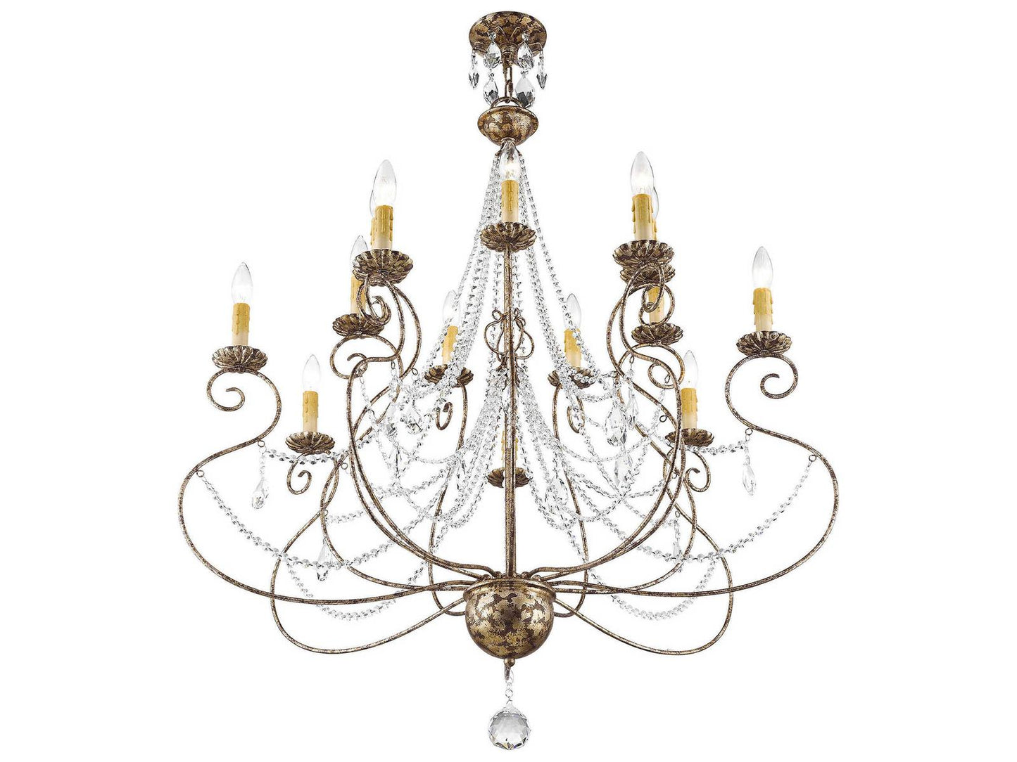 Livex Lighting Isabella 14-Light Hand Applied European Bronze Chandelier with Clear Crystals