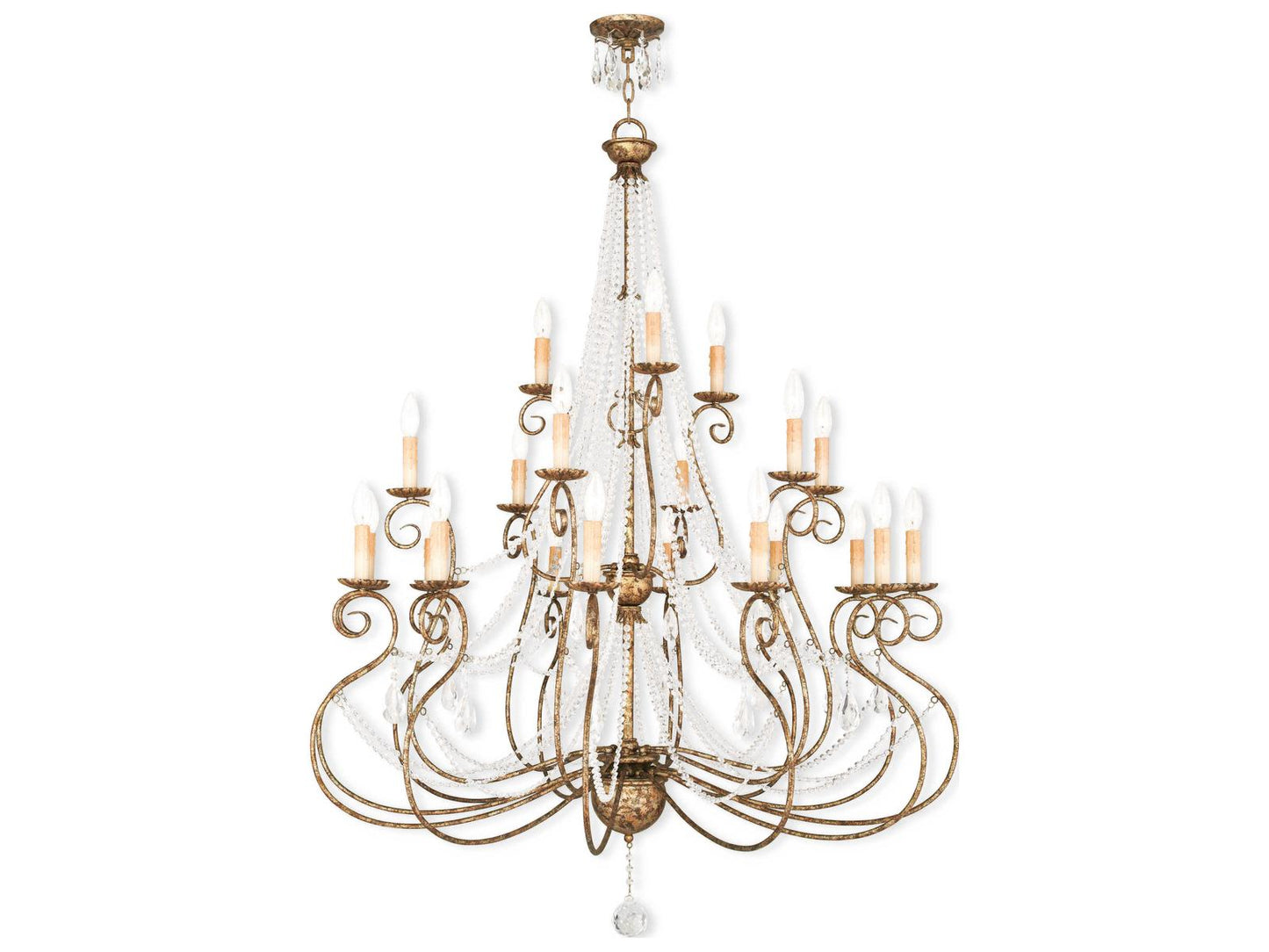 Livex Lighting Isabella 21-Light Tiered Crystal Chandelier in Hand Applied European Bronze
