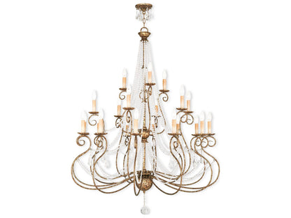 Livex Lighting Isabella 21-Light Tiered Crystal Chandelier in Hand Applied European Bronze
