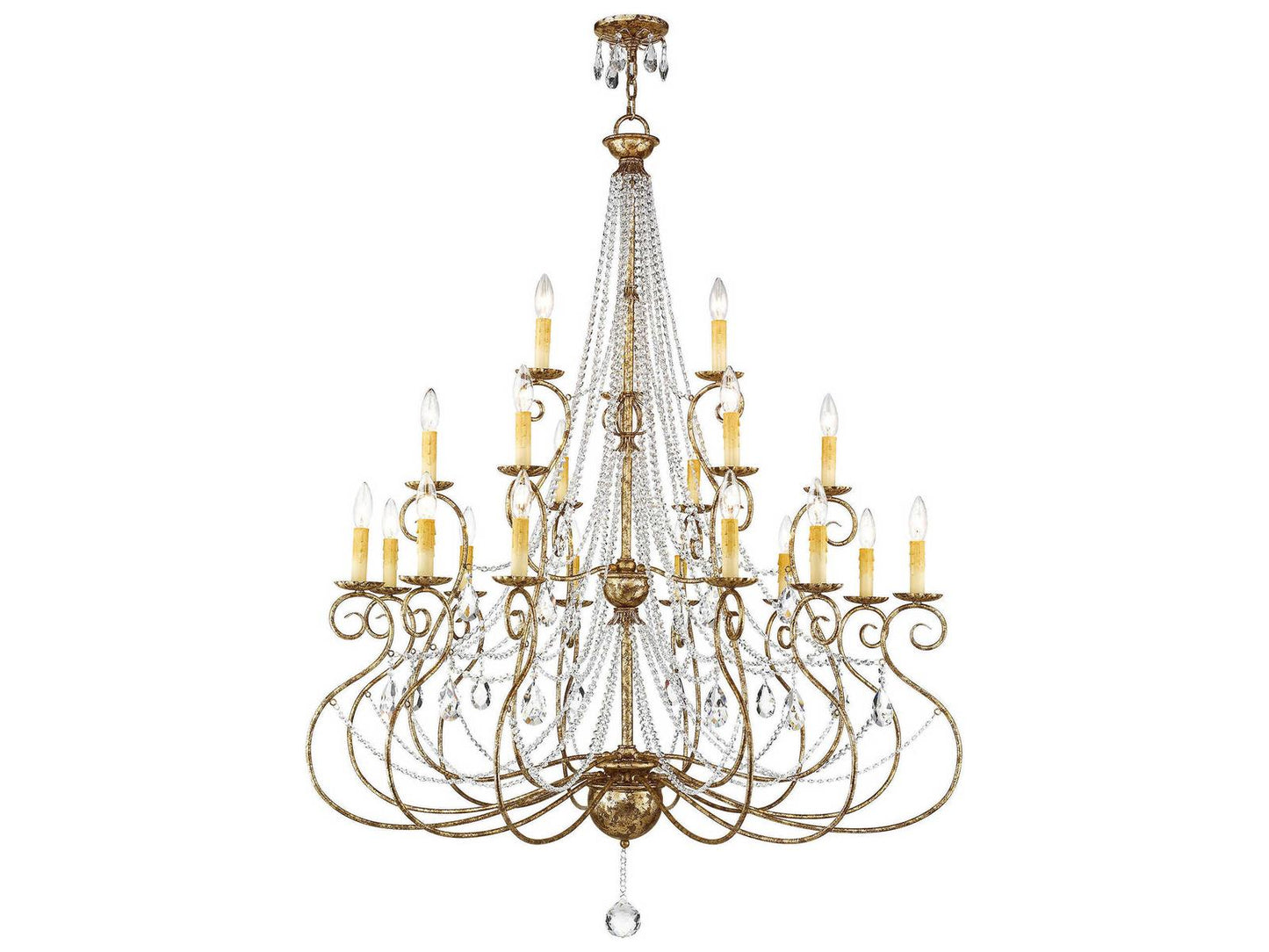Livex Lighting Isabella 21-Light Tiered Crystal Chandelier in Hand Applied European Bronze