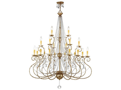 Livex Lighting Isabella 21-Light Tiered Crystal Chandelier in Hand Applied European Bronze