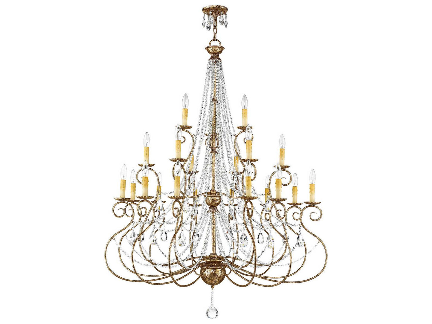 Livex Lighting Isabella 21-Light Tiered Crystal Chandelier in Hand Applied European Bronze