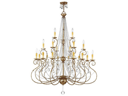 Livex Lighting Isabella 21-Light Tiered Crystal Chandelier in Hand Applied European Bronze