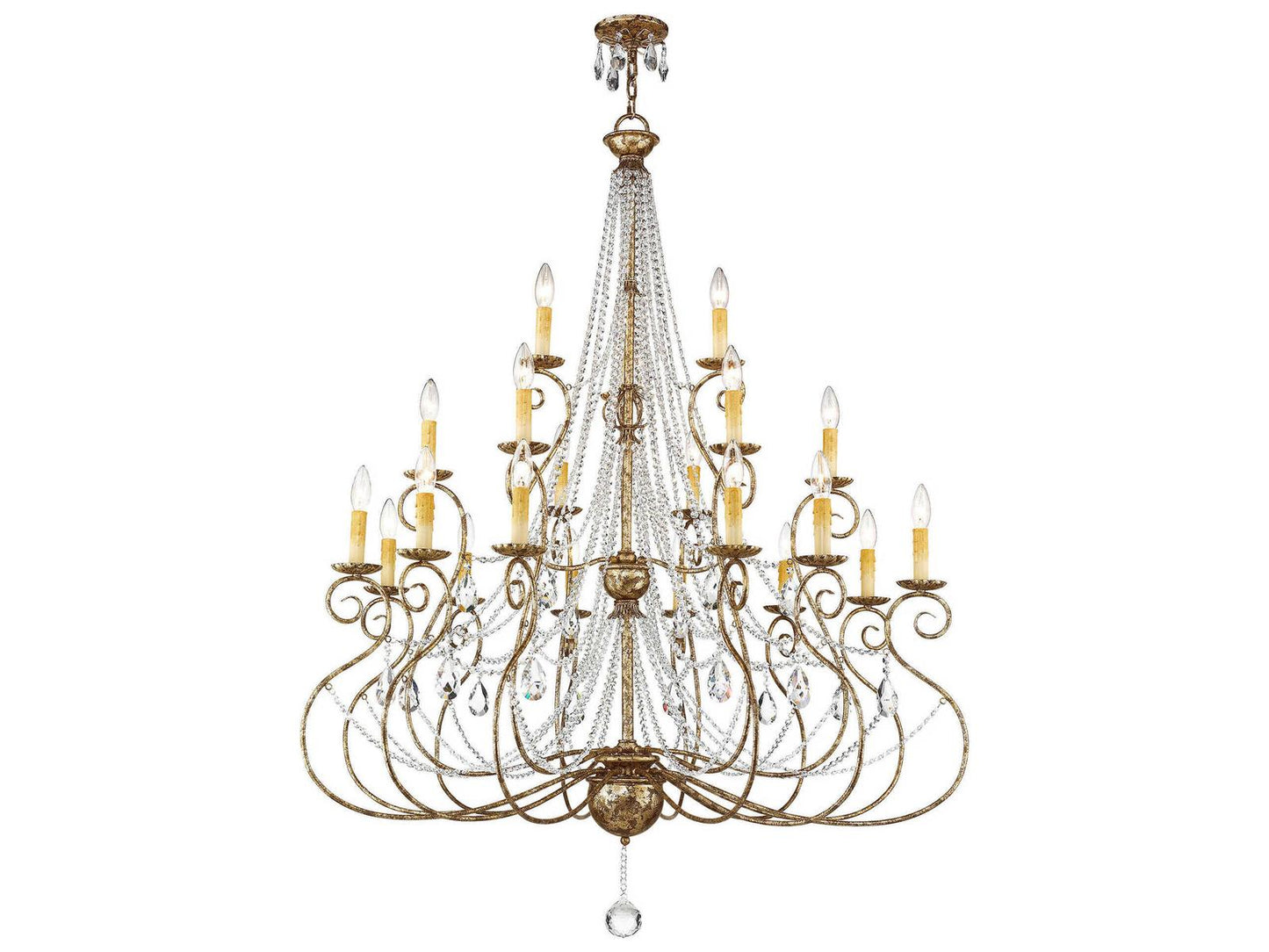 Livex Lighting Isabella 21-Light Tiered Crystal Chandelier in Hand Applied European Bronze