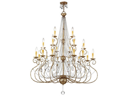 Livex Lighting Isabella 21-Light Tiered Crystal Chandelier in Hand Applied European Bronze