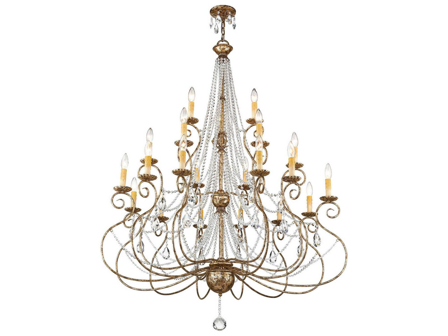 Livex Lighting Isabella 21-Light Tiered Crystal Chandelier in Hand Applied European Bronze