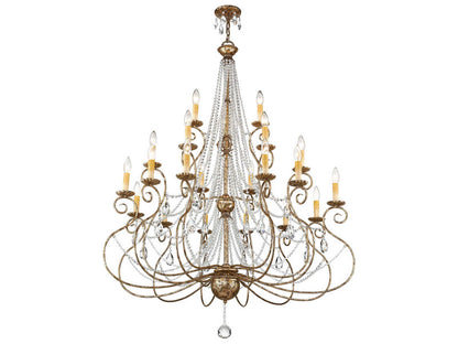 Livex Lighting Isabella 21-Light Tiered Crystal Chandelier in Hand Applied European Bronze