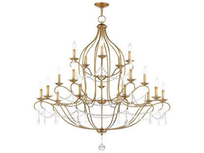 Livex Lighting Chesterfield 12-Light Antique Gold Leaf Crystal Candelabra Chandelier