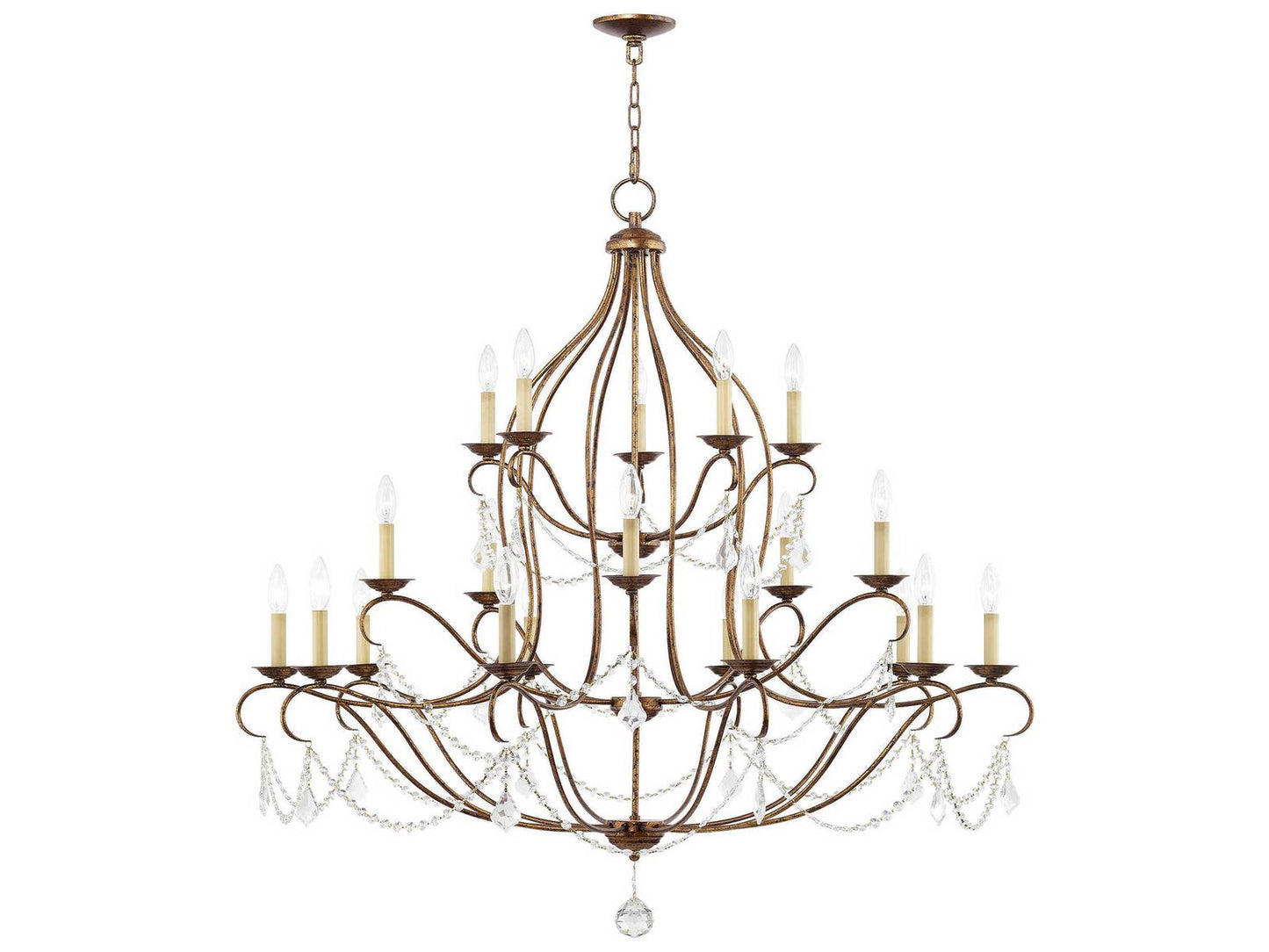 Livex Lighting 20-Light Chesterfield Chandelier in Hand Applied Venetian Golden Bronze