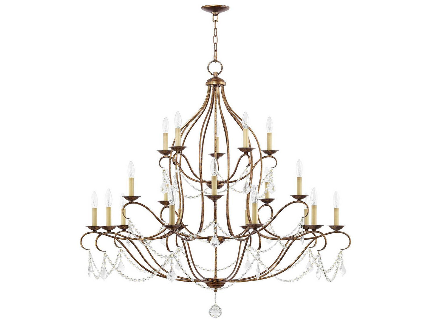 Livex Lighting 20-Light Chesterfield Chandelier in Hand Applied Venetian Golden Bronze