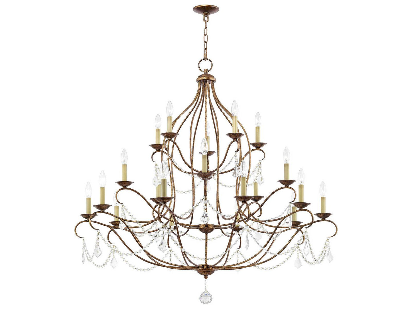 Livex Lighting 20-Light Chesterfield Chandelier in Hand Applied Venetian Golden Bronze