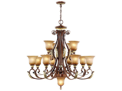 Livex Lighting Villa Verona 13-Light Chandelier in Verona Bronze with Aged Gold Leaf Accents
