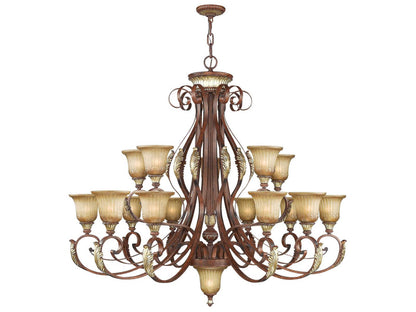 Livex Lighting Villa Verona 16-Light Tiered Chandelier in Verona Bronze with Aged Gold Leaf