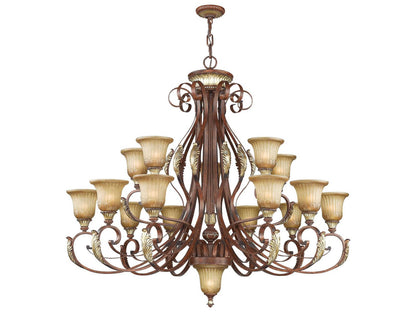 Livex Lighting Villa Verona 16-Light Tiered Chandelier in Verona Bronze with Aged Gold Leaf