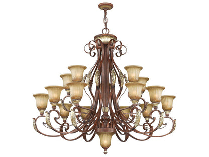 Livex Lighting Villa Verona 16-Light Tiered Chandelier in Verona Bronze with Aged Gold Leaf