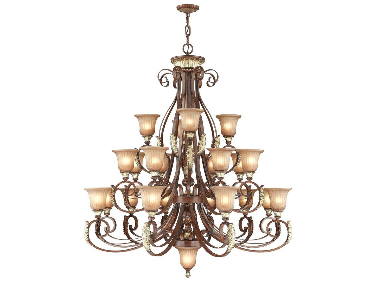 Livex Lighting 23-Light Villa Verona Chandelier in Verona Bronze with Aged Gold Leaf