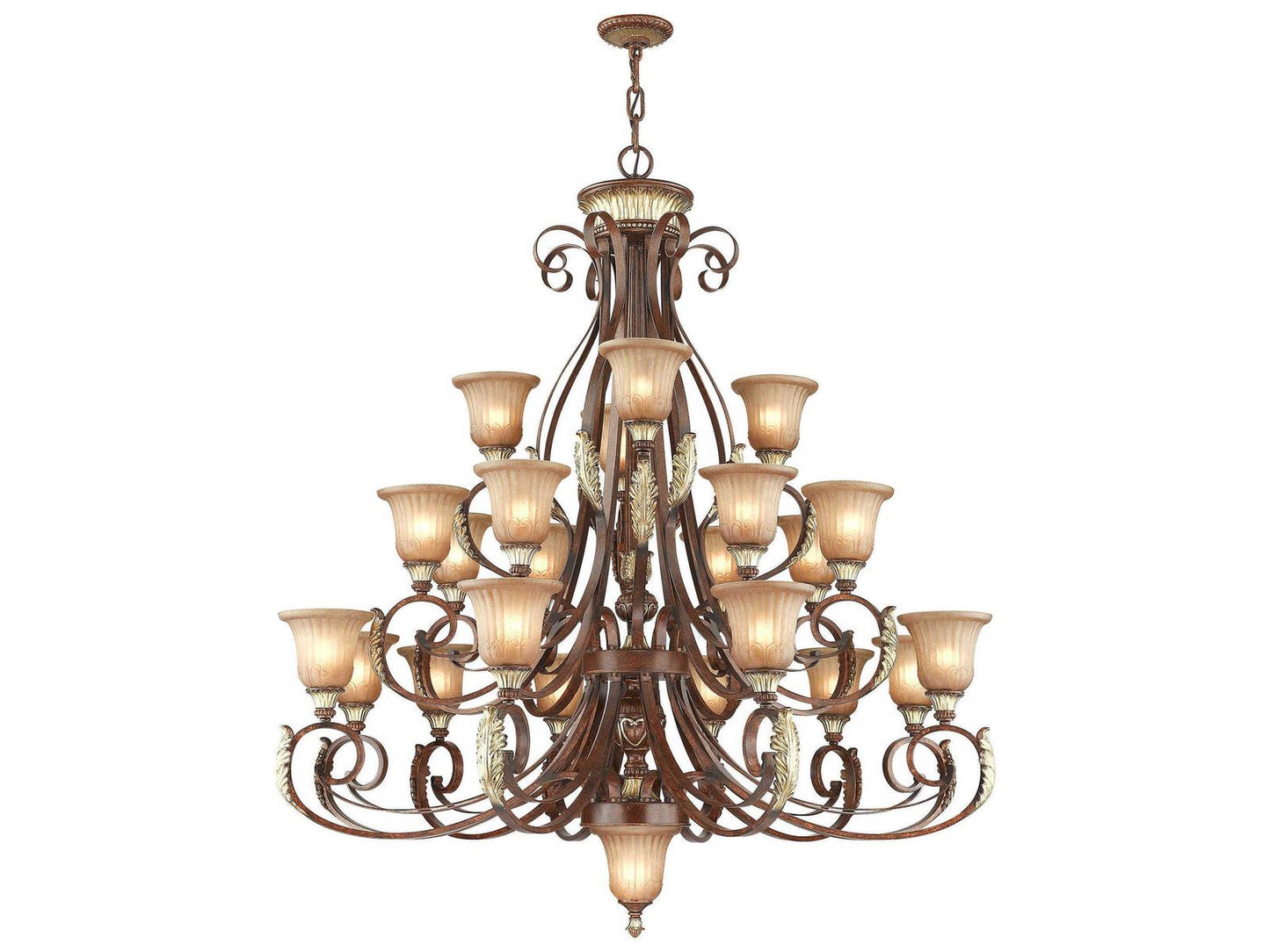 Livex Lighting 23-Light Villa Verona Chandelier in Verona Bronze with Aged Gold Leaf