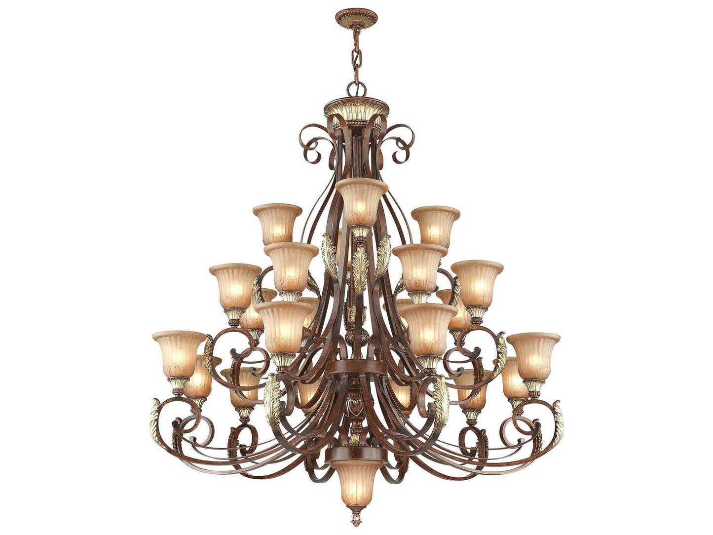 Livex Lighting 23-Light Villa Verona Chandelier in Verona Bronze with Aged Gold Leaf