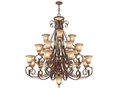 Livex Lighting 23-Light Villa Verona Chandelier in Verona Bronze with Aged Gold Leaf
