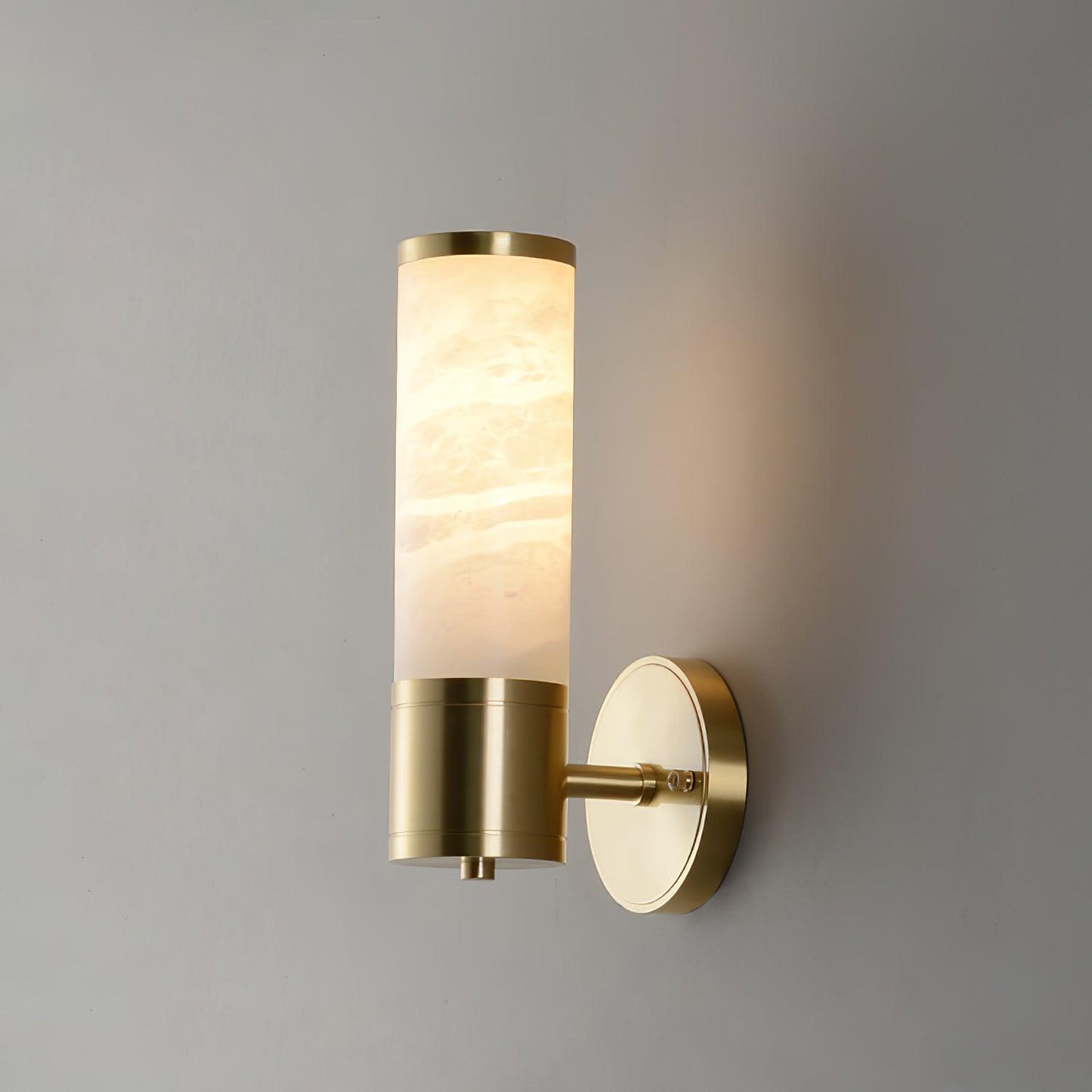 Lampatron Alabaster Wall Lamp ∅ 3.1″ x H 9.4″ / Dia 8cm x H 24cm / Gold & White Wall lamp