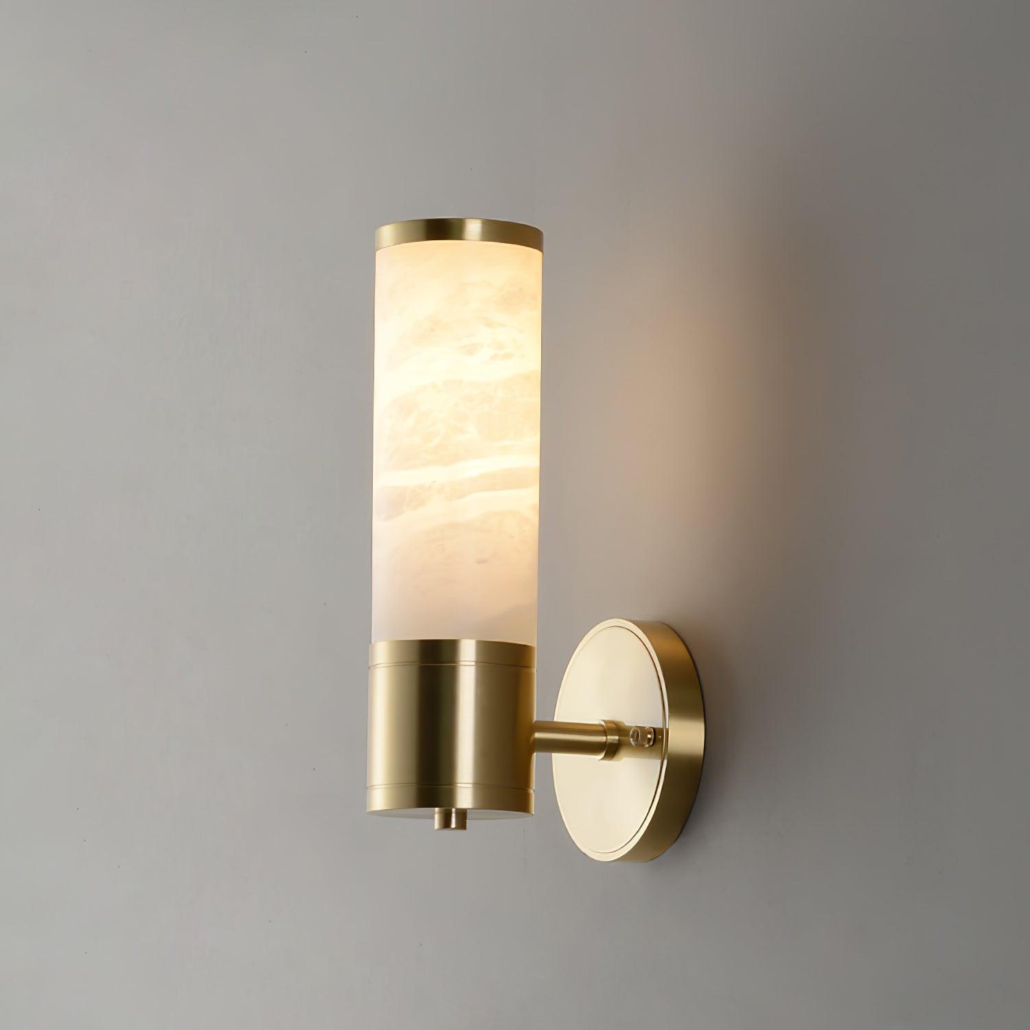 Lampatron Alabaster Wall Lamp ∅ 3.1″ x H 9.4″ / Dia 8cm x H 24cm / Gold & White Wall lamp