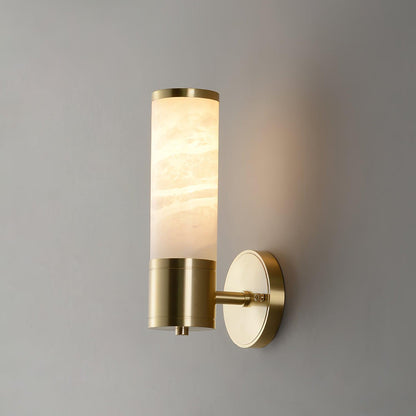 Lampatron Alabaster Wall Lamp ∅ 3.1″ x H 9.4″ / Dia 8cm x H 24cm / Gold & White Wall lamp