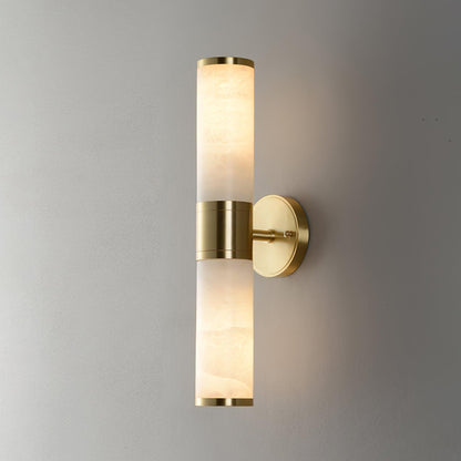 Lampatron Alabaster Wall Lamp ∅ 3.1″ x H 17.3″ / Dia 8cm x H 44cm / Gold & White Wall lamp