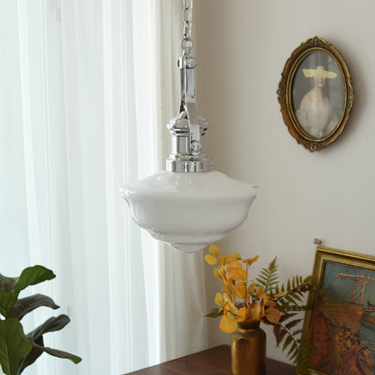 Lavagna Schoolhouse Pendant Light ∅ 11.8″ x H 19.3″ / Dia 30cm x H 43cm / Chrome & White Pendant light