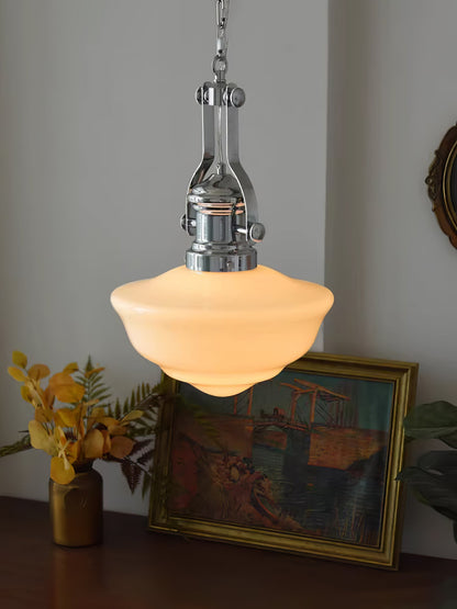 Lavagna Schoolhouse Pendant Light ∅ 11.8″ x H 19.3″ / Dia 30cm x H 43cm / Chrome & White Pendant light