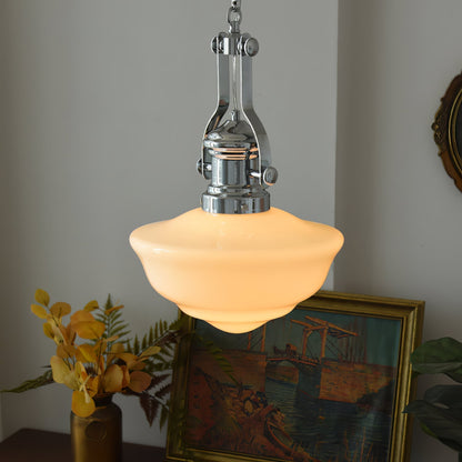 Lavagna Schoolhouse Pendant Light ∅ 11.8″ x H 19.3″ / Dia 30cm x H 43cm / Chrome & White Pendant light
