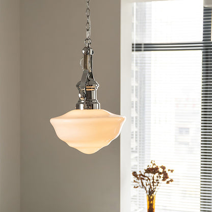 Lavagna Schoolhouse Pendant Light ∅ 11.8″ x H 19.3″ / Dia 30cm x H 43cm / Chrome & White Pendant light