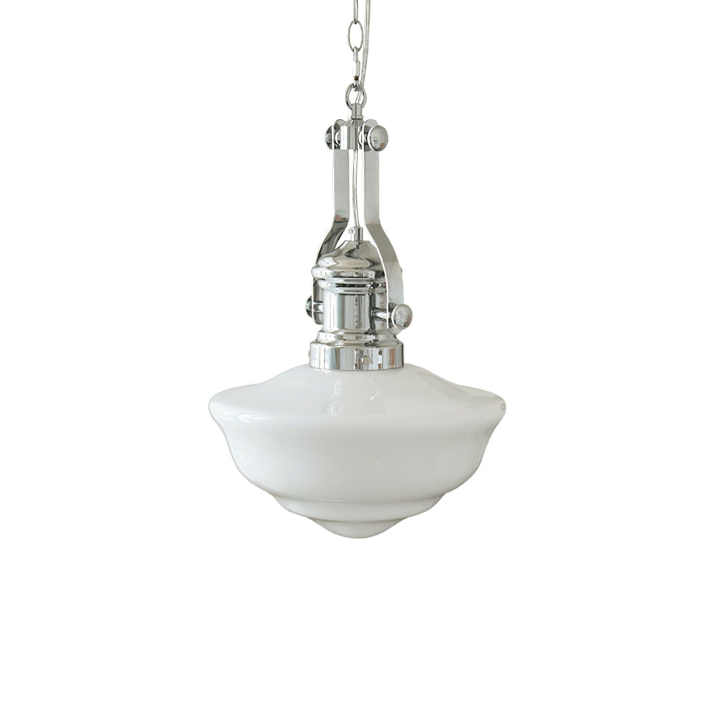 Lavagna Schoolhouse Pendant Light ∅ 11.8″ x H 19.3″ / Dia 30cm x H 43cm / Chrome & White Pendant light