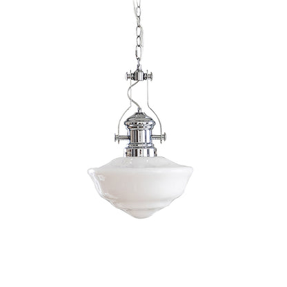 Lavagna Schoolhouse Pendant Light ∅ 11.8″ x H 19.3″ / Dia 30cm x H 43cm / Chrome & White Pendant light