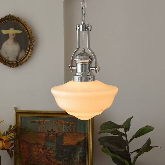Lavagna Schoolhouse Pendant Light ∅ 11.8″ x H 19.3″ / Dia 30cm x H 43cm / Chrome & White Pendant light