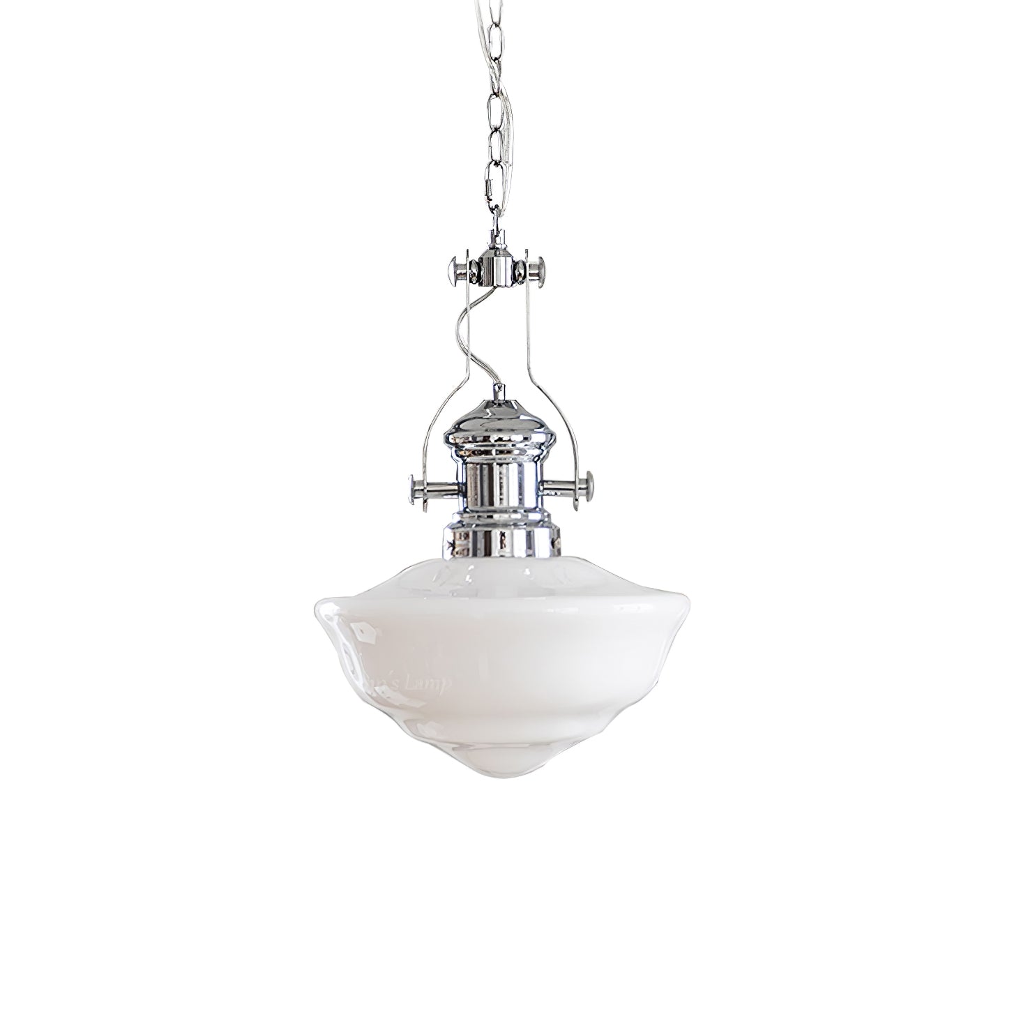 Lavagna Schoolhouse Pendant Light ∅ 11.8″ x H 19.3″ / Dia 30cm x H 43cm / Chrome & White Pendant light