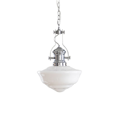 Lavagna Schoolhouse Pendant Light ∅ 11.8″ x H 19.3″ / Dia 30cm x H 43cm / Chrome & White Pendant light
