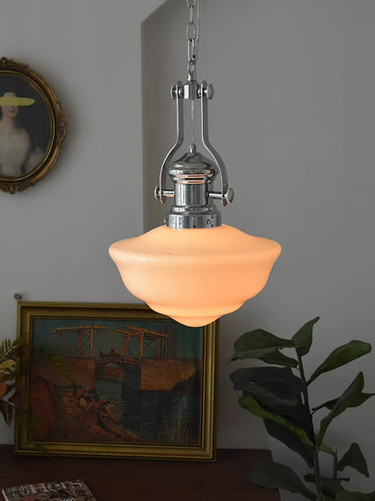 Lavagna Schoolhouse Pendant Light ∅ 11.8″ x H 19.3″ / Dia 30cm x H 43cm / Chrome & White Pendant light