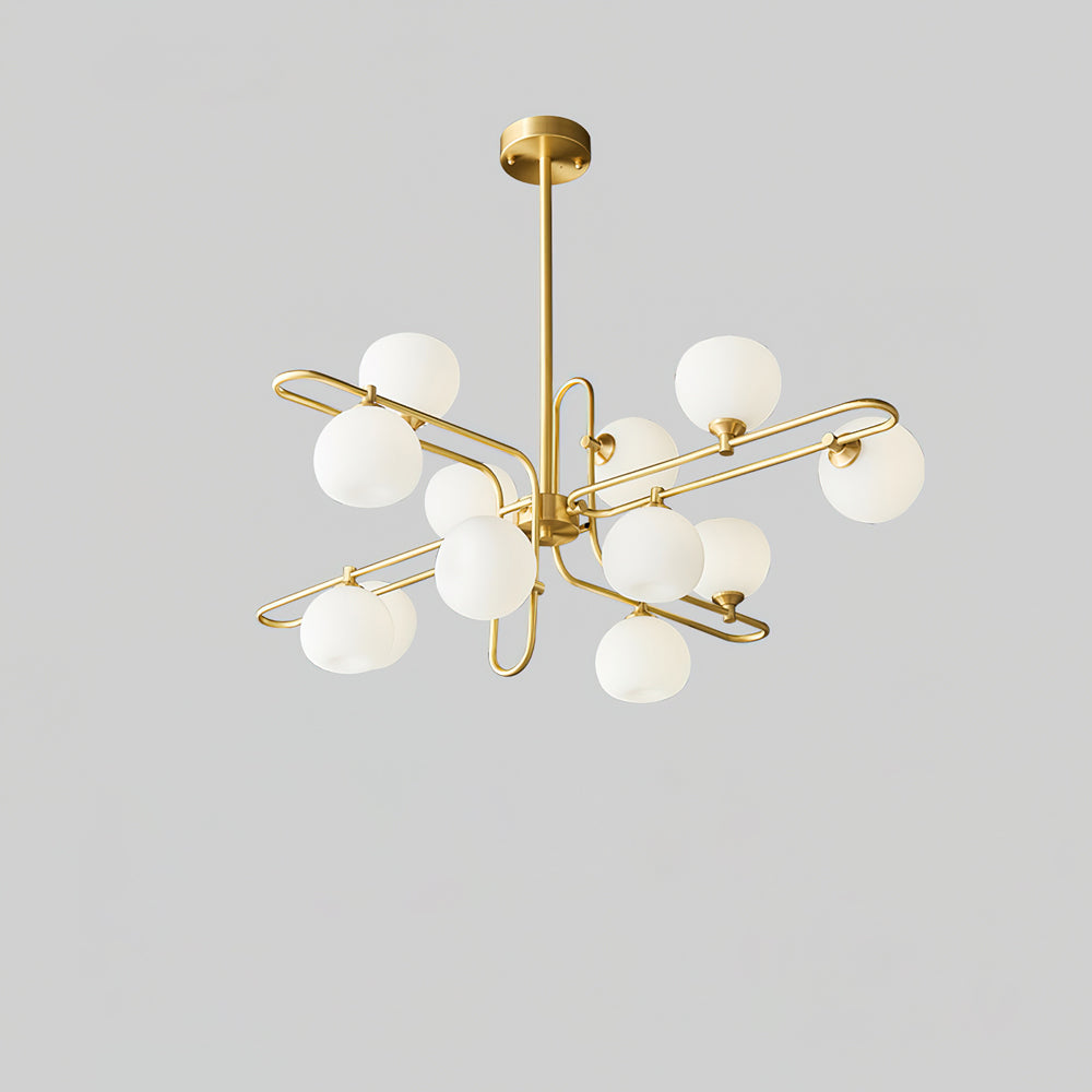 Lexington Chandelier 12 Heads ∅ 39.4″ x H 16.9″/ Dia 100cm x H 43cm / Brass & White Chandelier