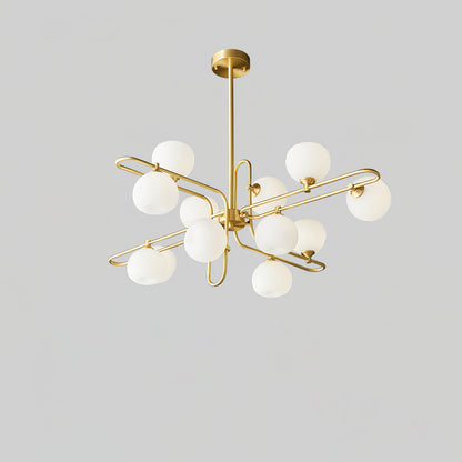 Lexington Chandelier 12 Heads ∅ 39.4″ x H 16.9″/ Dia 100cm x H 43cm / Brass & White Chandelier