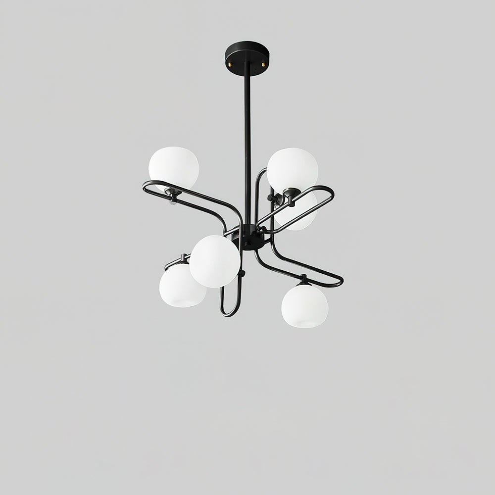 Lexington Chandelier 6 Heads ∅ 24.8″ x H 6.9″/ Dia 63cm x H 43cm / Black & White Chandelier