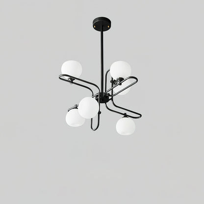 Lexington Chandelier 6 Heads ∅ 24.8″ x H 6.9″/ Dia 63cm x H 43cm / Black & White Chandelier