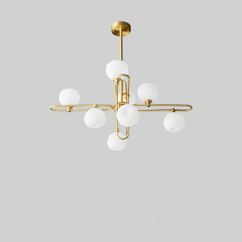 Lexington Chandelier 8 Heads ∅ 31.5″ x H 16.9″/ Dia 80cm x H 43cm / Brass & White Chandelier